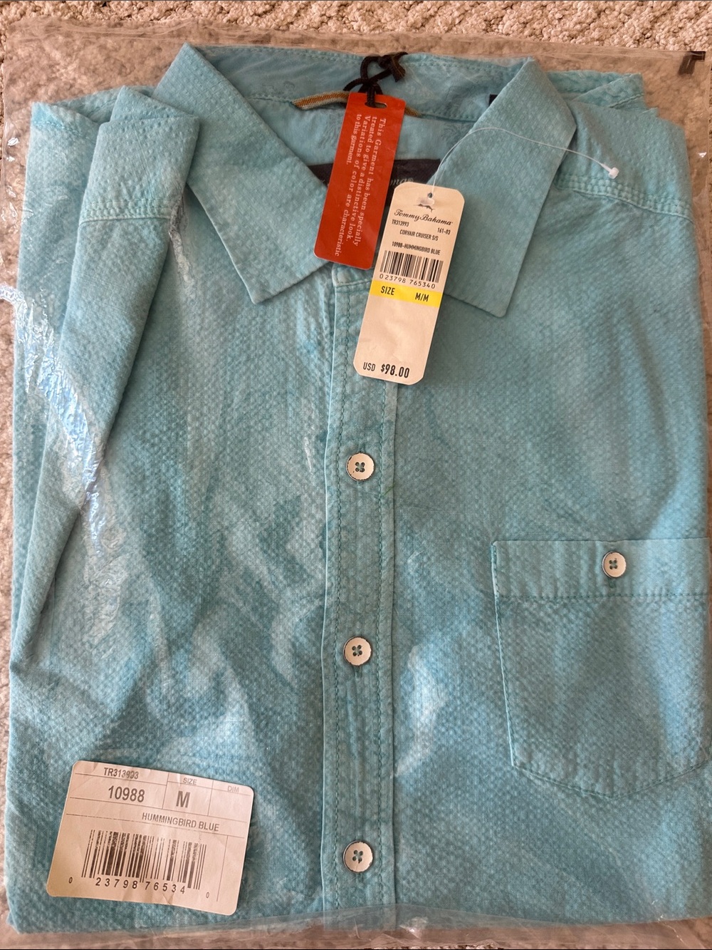 Tommy Bahama Corvair Cruiser Hummingbird Blue Casual Button-Down Shirt